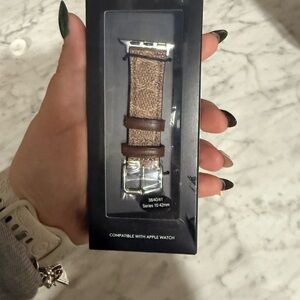 Coach Brown Leather & Canvas Watch Band for Apple Watch